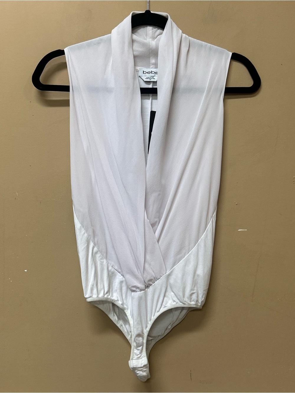 Bebe Silk SLVLS Wrap Bodysuit White Size Small NWT